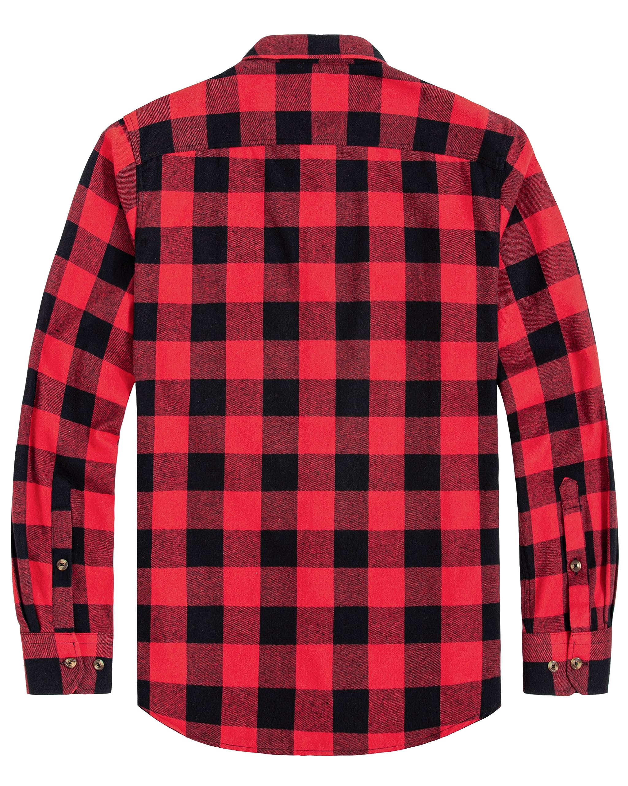 J.VER Men's Buffalo Plaid Shirt Flannel Casual Button Down Long Sleeve Shirts Red Large