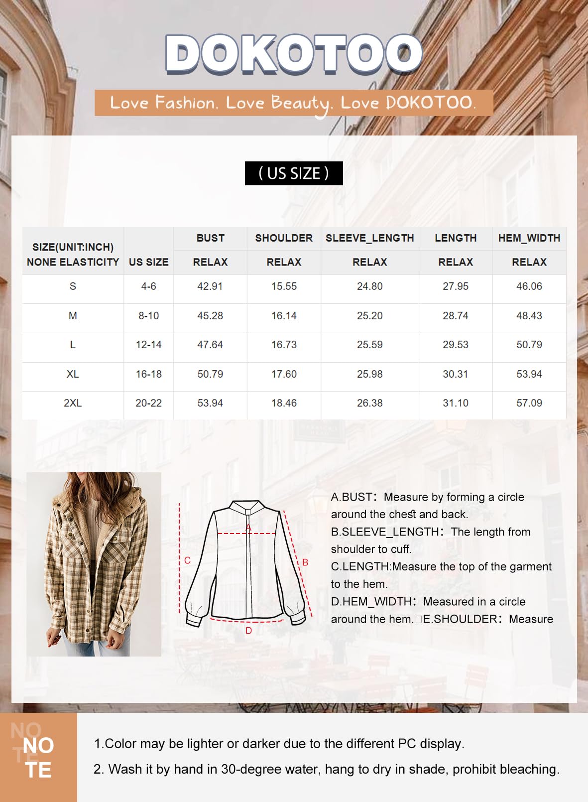 Dokotoo Shacket Jacket Women Fashion Plaid Oversized Hooded Long Sleeve Flannel Shirts Button Down Sherpa Coats Pocketed Casual Winter Fall 2024 Thick Fleece Lined Oversized Outerwear Khaki L