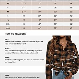 Blooming Jelly Women's Button Down Shirts Long Sleeve Collared Business Casual Tops Work Blouses V Neck Flannel T Shirts (Medium,Brown Plaid)