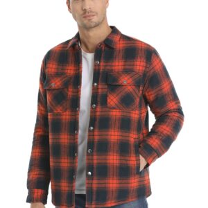 TACVASEN Mens Flannel Shirt Jacket for Men Long Sleeve Jacket Flannel Lined Plaid Button Down Shirts Casual Men's Jacket Insulated Jacket