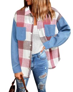 luvamia womens flannel jacket plaid shirt jacket women shacket jacket shackets for fall fashion women jeans jacket for women fashion size medium size 8 10