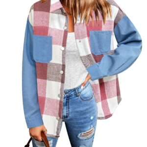 luvamia Womens Flannel Jacket Plaid Shirt Jacket Women Shacket Jacket Shackets For Fall Fashion Women Jeans Jacket For Women Fashion Size Medium Size 8 10