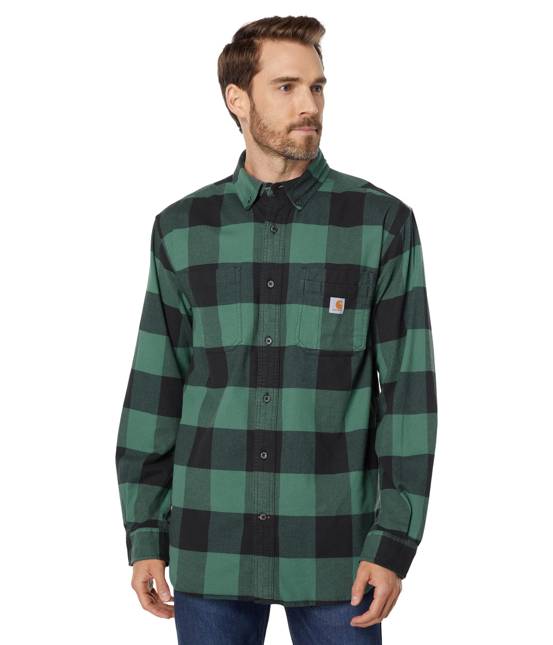 Carhartt Men's 105432 Rugged Flex Relaxed Fit Midweight Flannel Long-S - X-Large - Slate Green