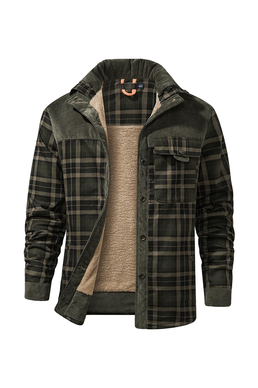 NEWHALL Men's Plaid Long sleeve flannel lined Buttoned Shirt, Winter Windproof and Warm Jacket S Dark Green