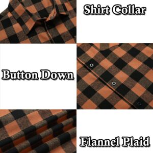 COOFANDY Men's Flannel Plaid Shirt Casual Long Sleeve Checkered Shirt Fall Overshirt A - Orange