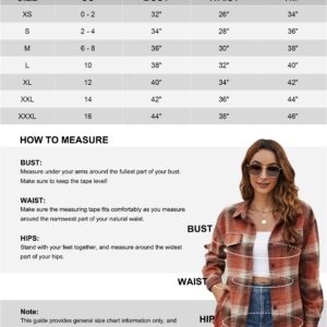 Blooming Jelly Flannel Shirts for Women Long Sleeve Plaid Shirt Shacket Jackets Fall Clothes 2023 (Small, Orange)