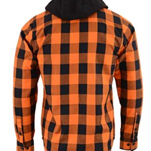 Milwaukee Leather Men's Flannel Plaid Shirt Orange and Black Long Sleeve Cotton Button Down with Hoodie MNG11642-2X-Large