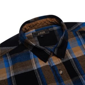 JIAER Men's Button Down Long Sleeve Flannel Plaid Casual Shirt XL Blue