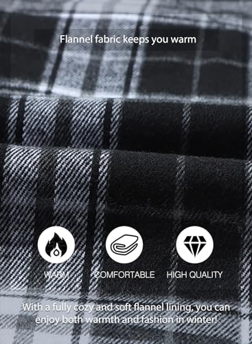 JMIERR Mens Flannel Shirt Fall Fashion 2024 Long Sleeve Casual Button Down Cotton Plaid Dress Shirts, US 40(M), Black