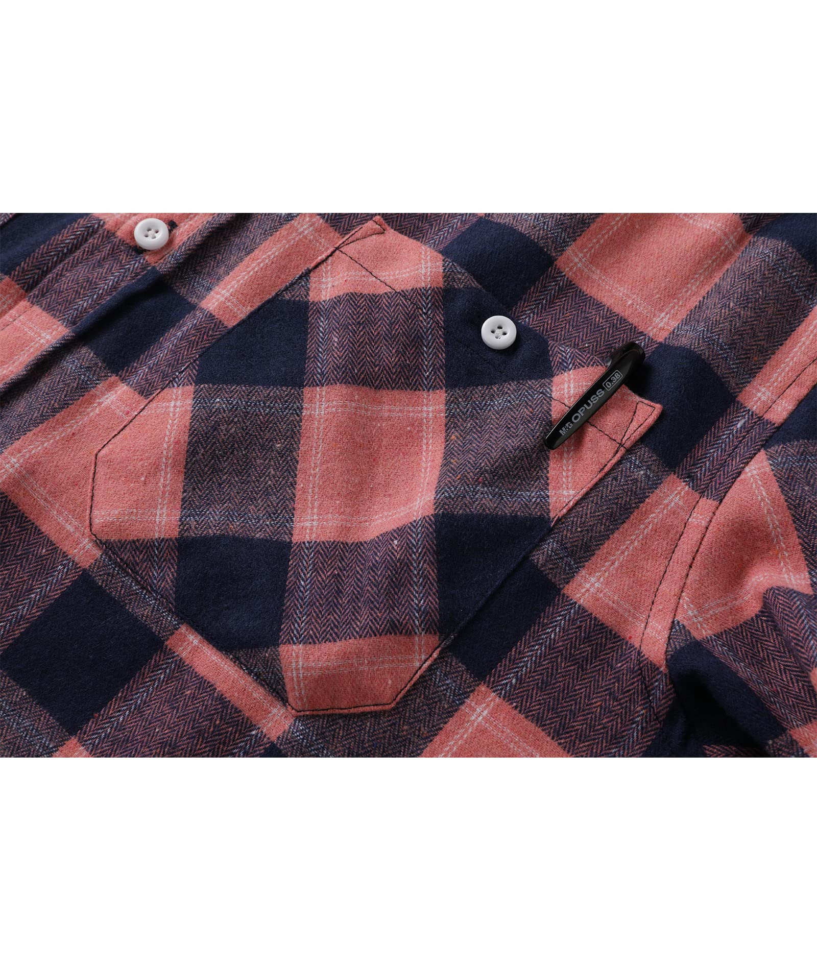 SCODI Mens Flannel Plaid Shirt Casual Button Down Shirt Regular Fit Long Sleeve Shirts Pin X-Large Pink