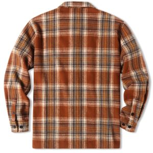 COOFANDY Men's Brown Flannels Plaid Shirts Regular Fit Long Sleeve Button Down Shacket Vintage Western Shirts