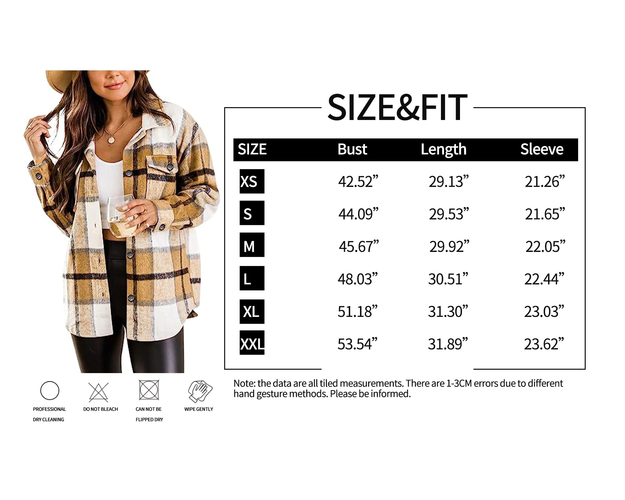 Blansdi Women’s Casual Plaid Flannel Shacket Jacket Oversized Button Down Long Sleeve Fall Shirt Jacket Coat Tops