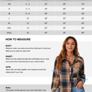 Blooming Jelly Womens Long Sleeve Shirts Flannel Plaid Tops 2023 Button Down Casual Fall Outfits Shacket(Medium, Orange Plaid)