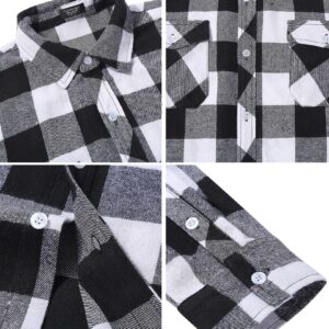 COOFANDY Men's Casual Shirt Long Sleeve Buffalo Plaid Checkered Flannel Shirts Black White