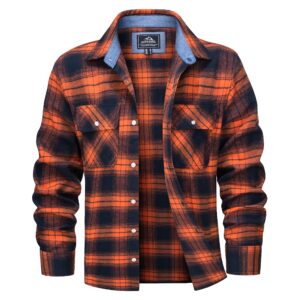 magcomsen men's button down long sleeve shirts flannel shirts plaid shirts casual shirts classic shirts,orange m