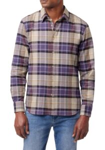 joe's jeans men's boucle flannel shirt, grape haze plaid, m