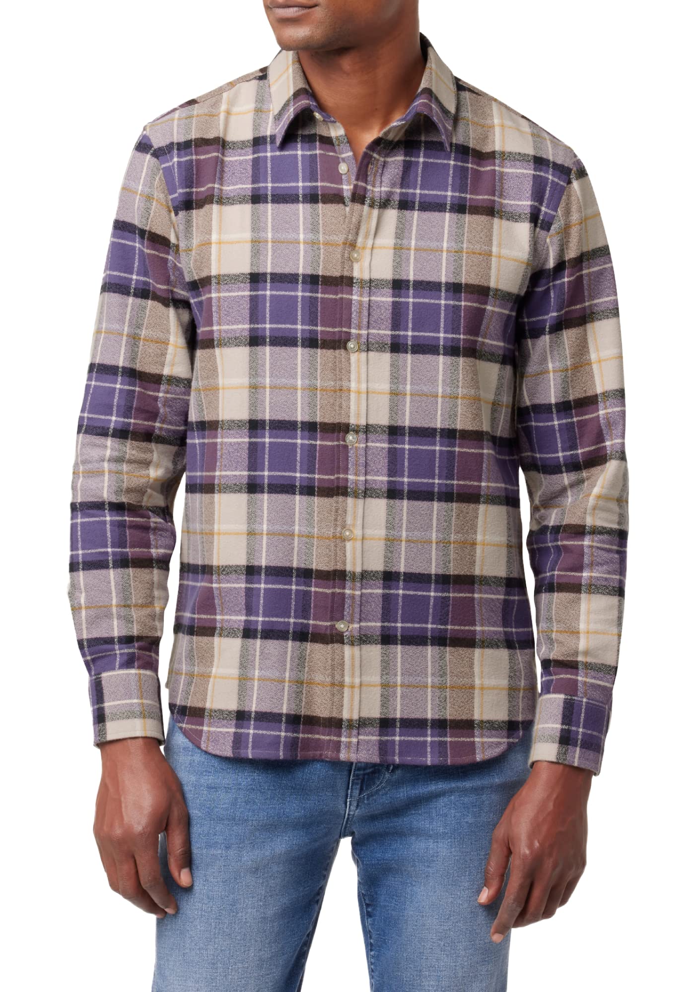 Joe's Jeans Men's Boucle Flannel Shirt, Grape Haze Plaid, M