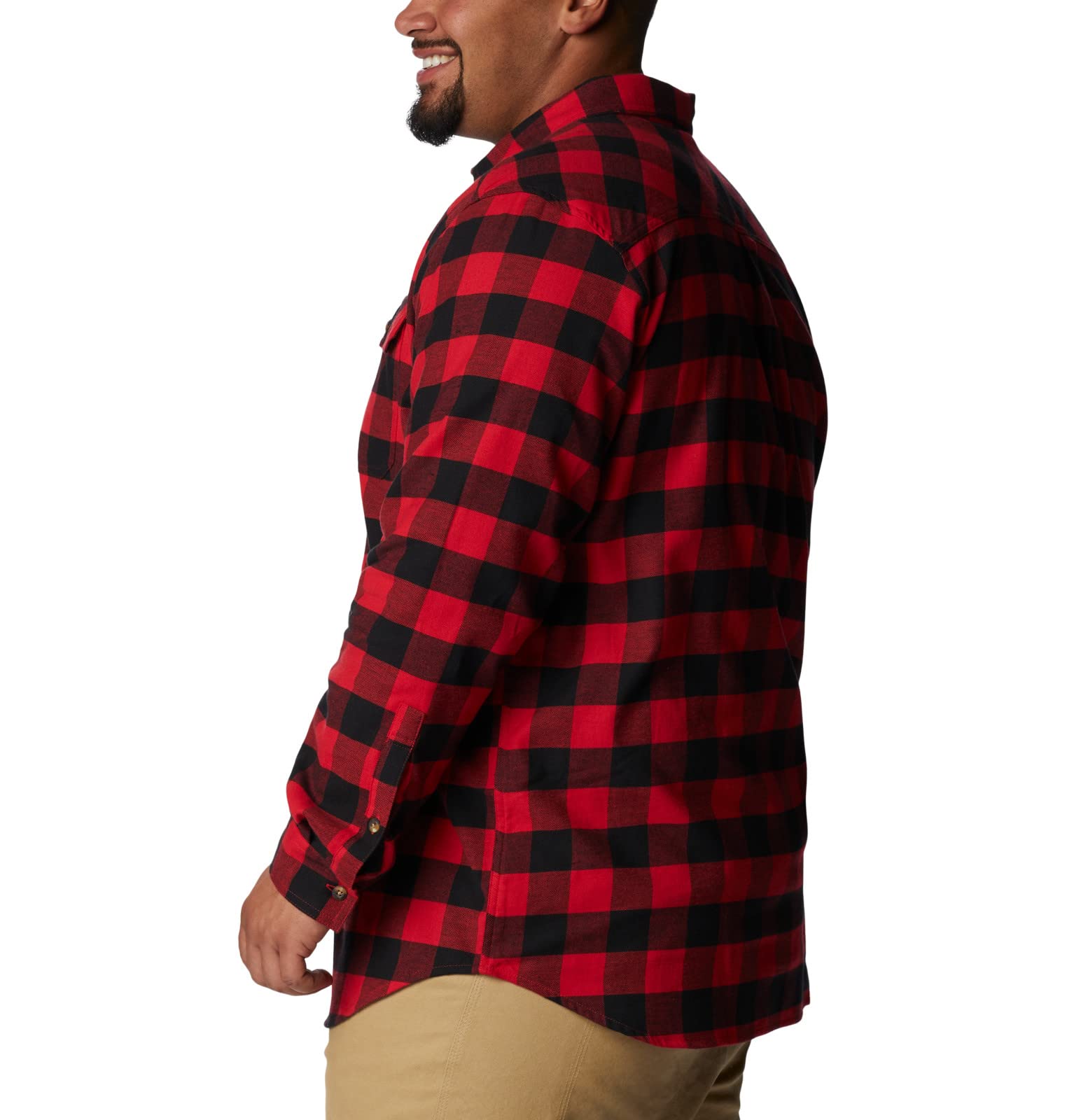 Columbia mens Flare Gun Stretch Flannel, Mountain Red Twill Buffalo Check, Large