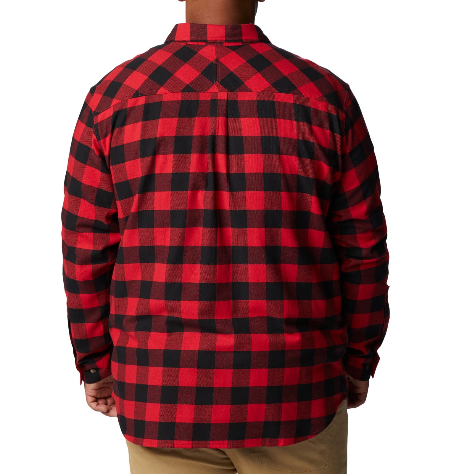 Columbia mens Flare Gun Stretch Flannel, Mountain Red Twill Buffalo Check, Large