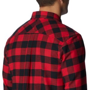 Columbia mens Flare Gun Stretch Flannel, Mountain Red Twill Buffalo Check, Large