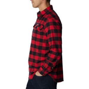 Columbia mens Flare Gun Stretch Flannel, Mountain Red Twill Buffalo Check, Large