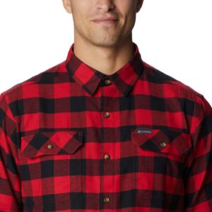 Columbia mens Flare Gun Stretch Flannel, Mountain Red Twill Buffalo Check, Large