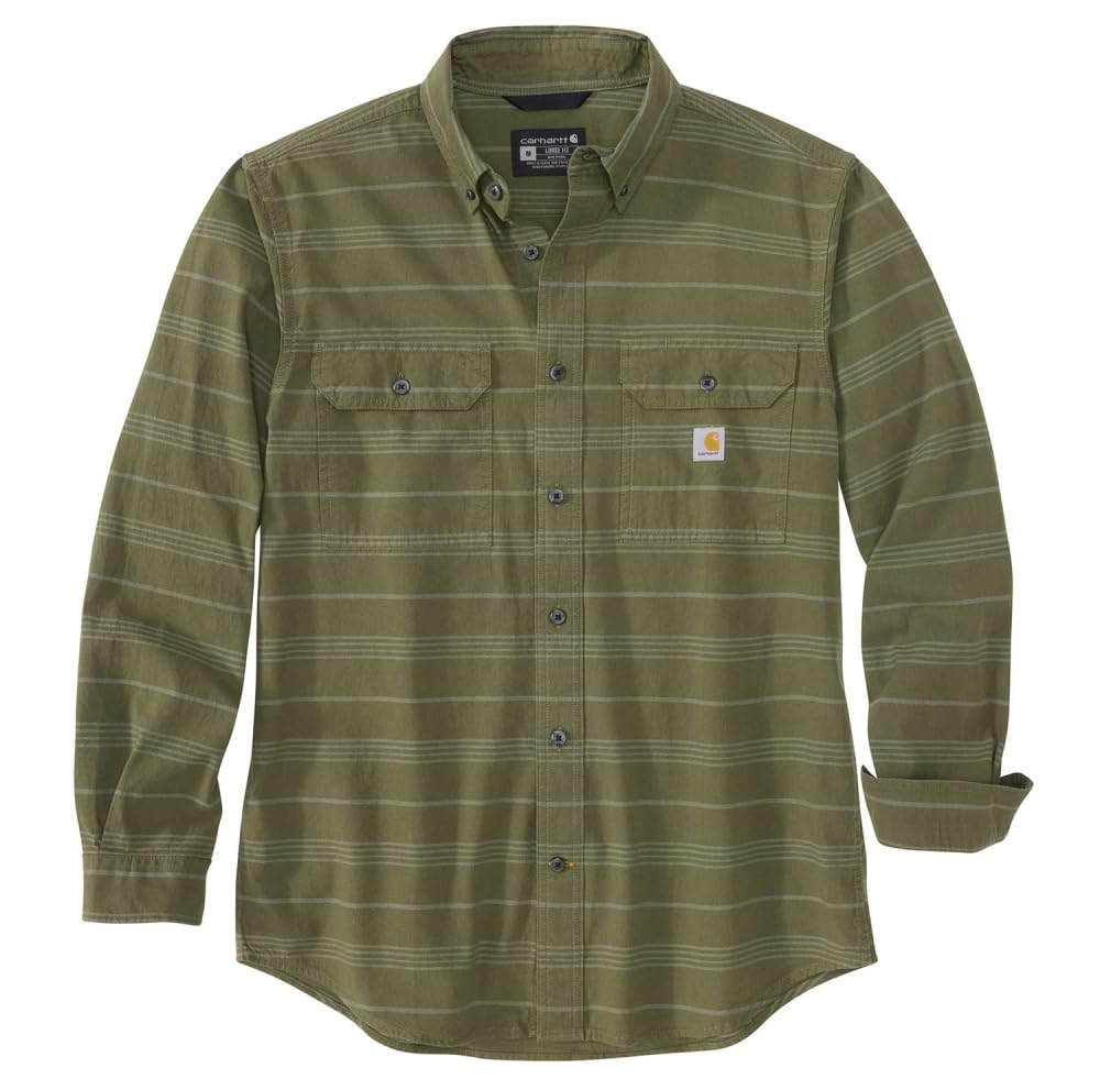 Carhartt Men's 105433 Loose Fit Midweight Chambray Long-Sleeve Plaid Shirt - XX-Large - Basil