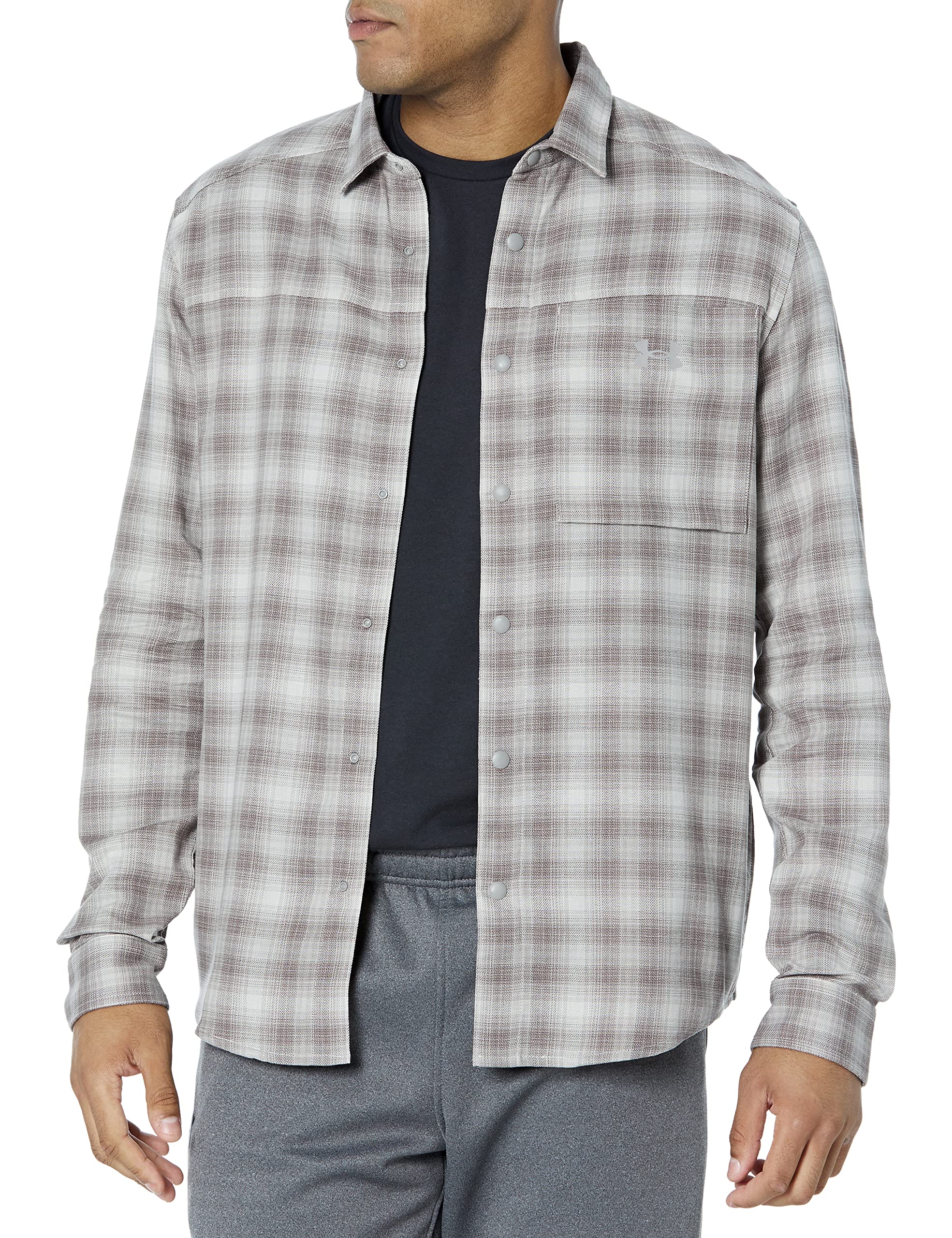 Under Armour Men's Tradesman Flex Flannel Button Down, (294) Pewter / / Black, Large