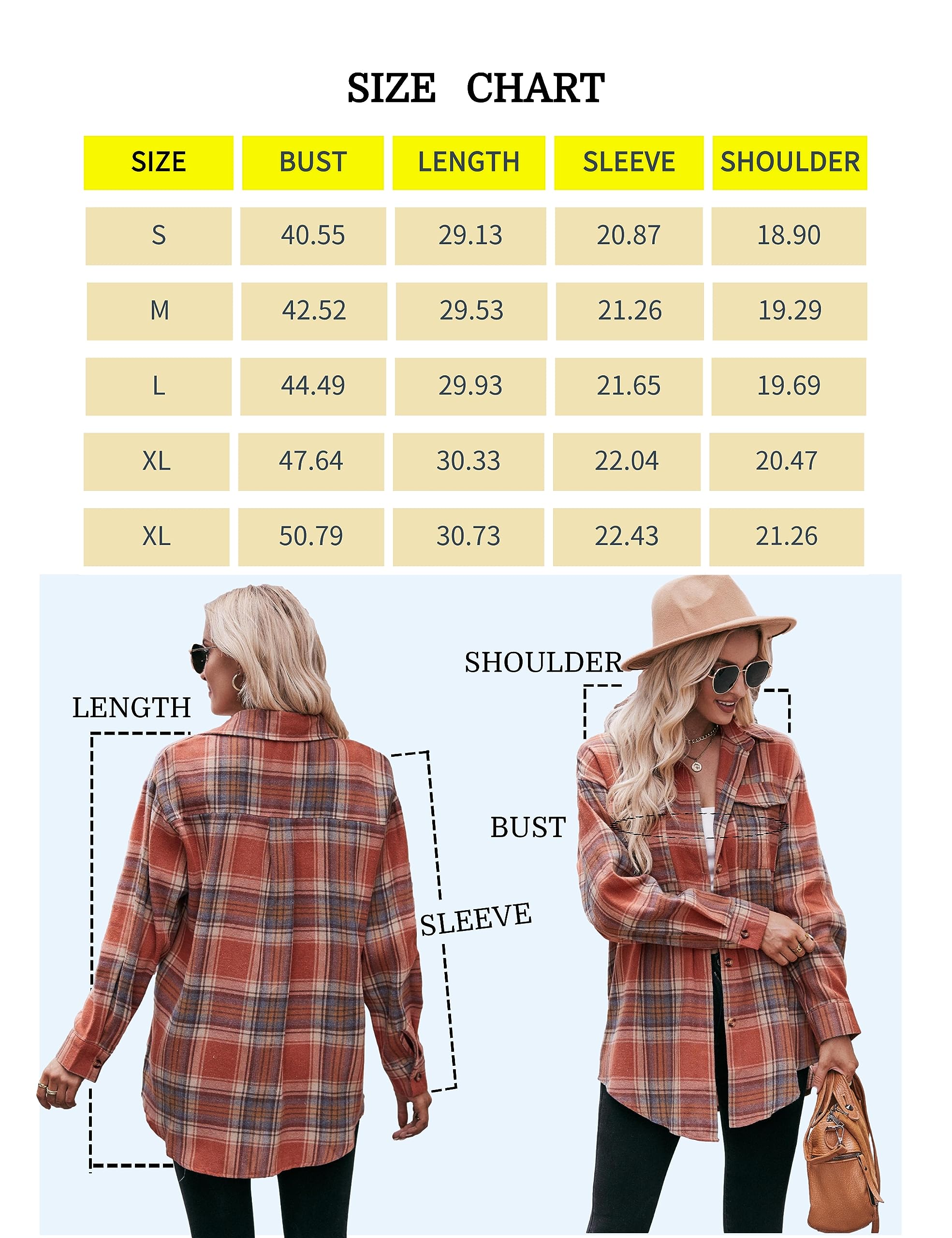 Oulivey Women Plaid Flannel Shirts Long Sleeve Oversized Button Down Boyfriend Blouse Tops (0066-Brown-XL)