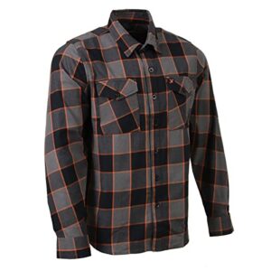 milwaukee leather mng11648 men's grey with brown and orange long sleeve cotton flannel shirt - 2x-large