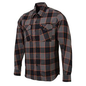 Milwaukee Leather MNG11648 Men's Grey with Brown and Orange Long Sleeve Cotton Flannel Shirt - 2X-Large