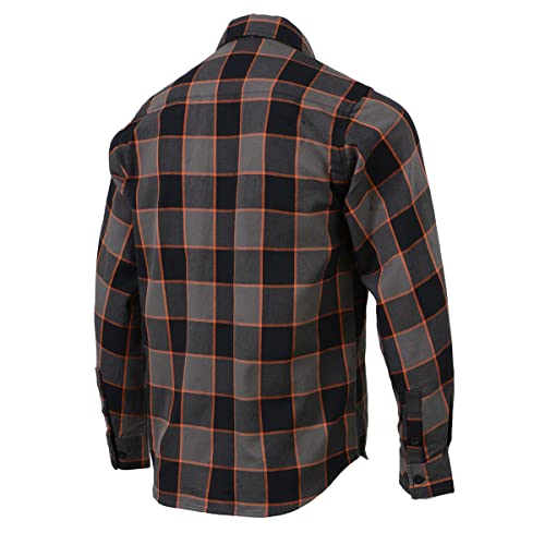 Milwaukee Leather MNG11648 Men's Grey with Brown and Orange Long Sleeve Cotton Flannel Shirt - 2X-Large