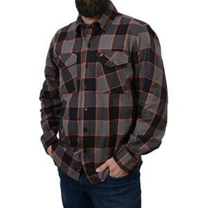 Milwaukee Leather MNG11648 Men's Grey with Brown and Orange Long Sleeve Cotton Flannel Shirt - 2X-Large