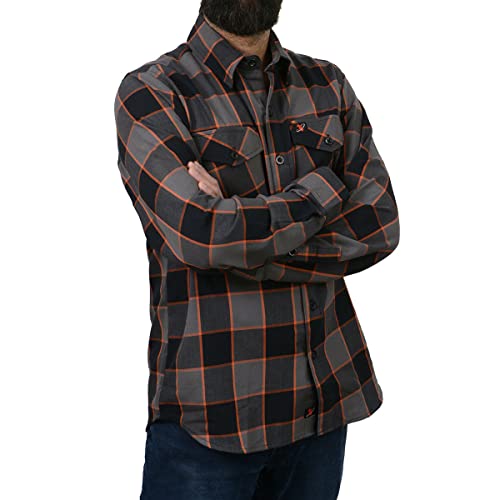 Milwaukee Leather MNG11648 Men's Grey with Brown and Orange Long Sleeve Cotton Flannel Shirt - 2X-Large