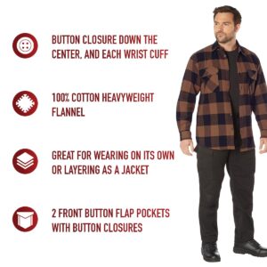 Rothco Buffalo Plaid Flannel Shirt - Rugged Comfortable and Warm Outdoor Shirt Jacket (US, Alpha, X-Large, Regular, Regular, Brown Plaid)