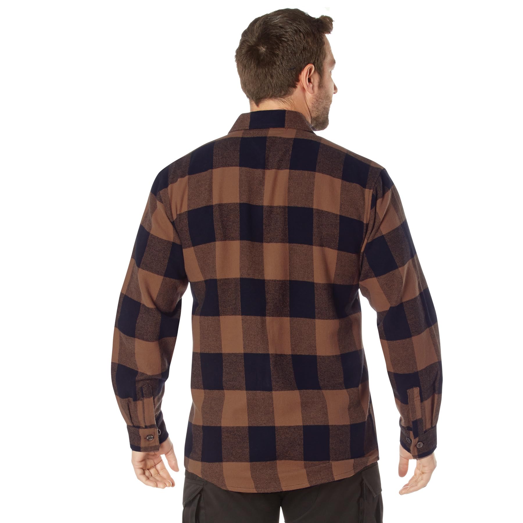 Rothco Buffalo Plaid Flannel Shirt - Rugged Comfortable and Warm Outdoor Shirt Jacket (US, Alpha, X-Large, Regular, Regular, Brown Plaid)