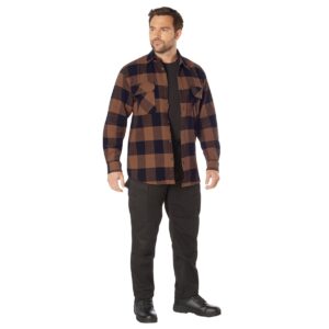 Rothco Buffalo Plaid Flannel Shirt - Rugged Comfortable and Warm Outdoor Shirt Jacket (US, Alpha, X-Large, Regular, Regular, Brown Plaid)