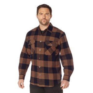 Rothco Buffalo Plaid Flannel Shirt - Rugged Comfortable and Warm Outdoor Shirt Jacket (US, Alpha, X-Large, Regular, Regular, Brown Plaid)