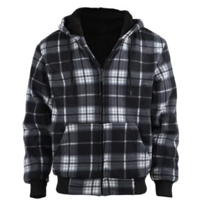 Facitisu Men's Plaid Fleece Jackets Warm Winter Workout Casual Flannel Lined Full Zip Hoodie Plus Size S-5XL