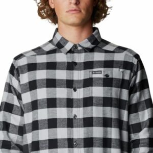 Columbia Men's Cornell Woods Flannel Long Sleeve Shirt, Grey Buffalo Check, Large