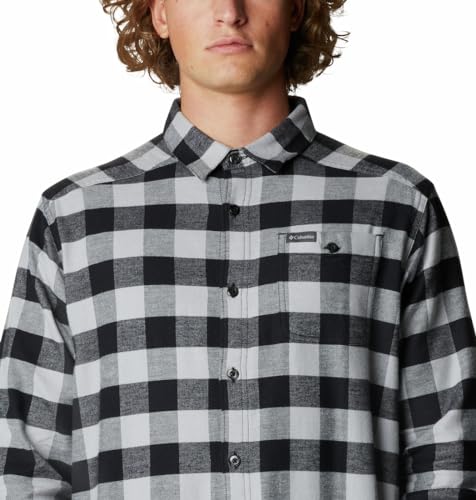 Columbia Men's Cornell Woods Flannel Long Sleeve Shirt, Grey Buffalo Check, Large