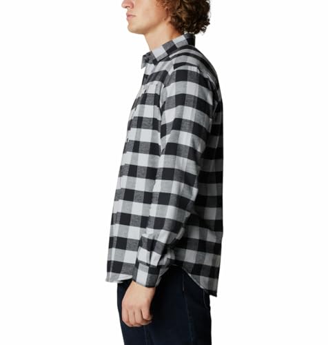 Columbia Men's Cornell Woods Flannel Long Sleeve Shirt, Grey Buffalo Check, Large