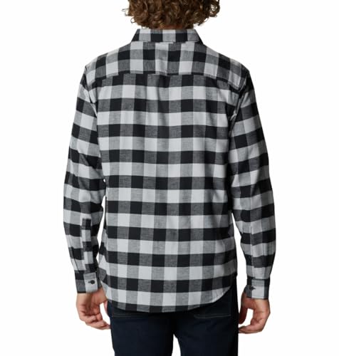 Columbia Men's Cornell Woods Flannel Long Sleeve Shirt, Grey Buffalo Check, Large