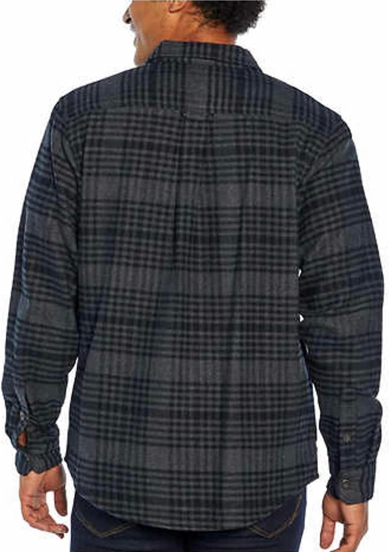 Orvis Big Bear Heavyweight Double Brushed Flannel Button Down Shirt with Hand Warmer Pockets (as1, Alpha, l, Regular, Regular, Black,Gray)