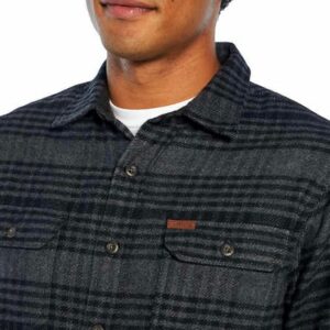 Orvis Big Bear Heavyweight Double Brushed Flannel Button Down Shirt with Hand Warmer Pockets (as1, Alpha, l, Regular, Regular, Black,Gray)