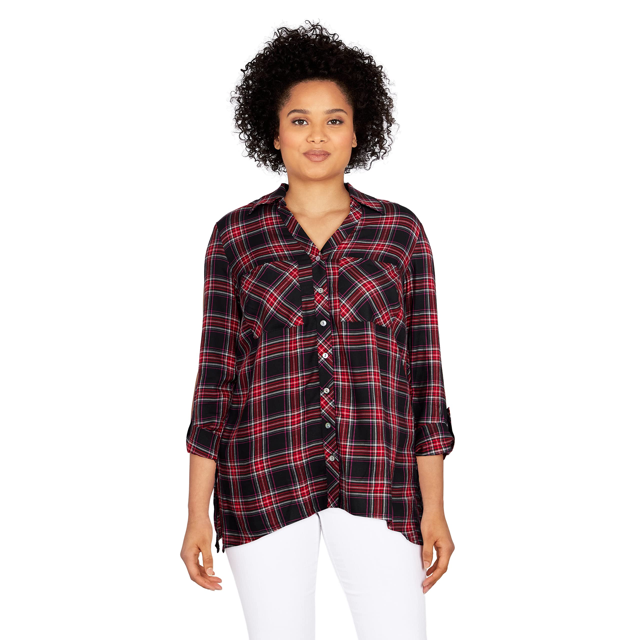 Ruby Rd. womens Flannel Top Blouse, Black Multi, Small US