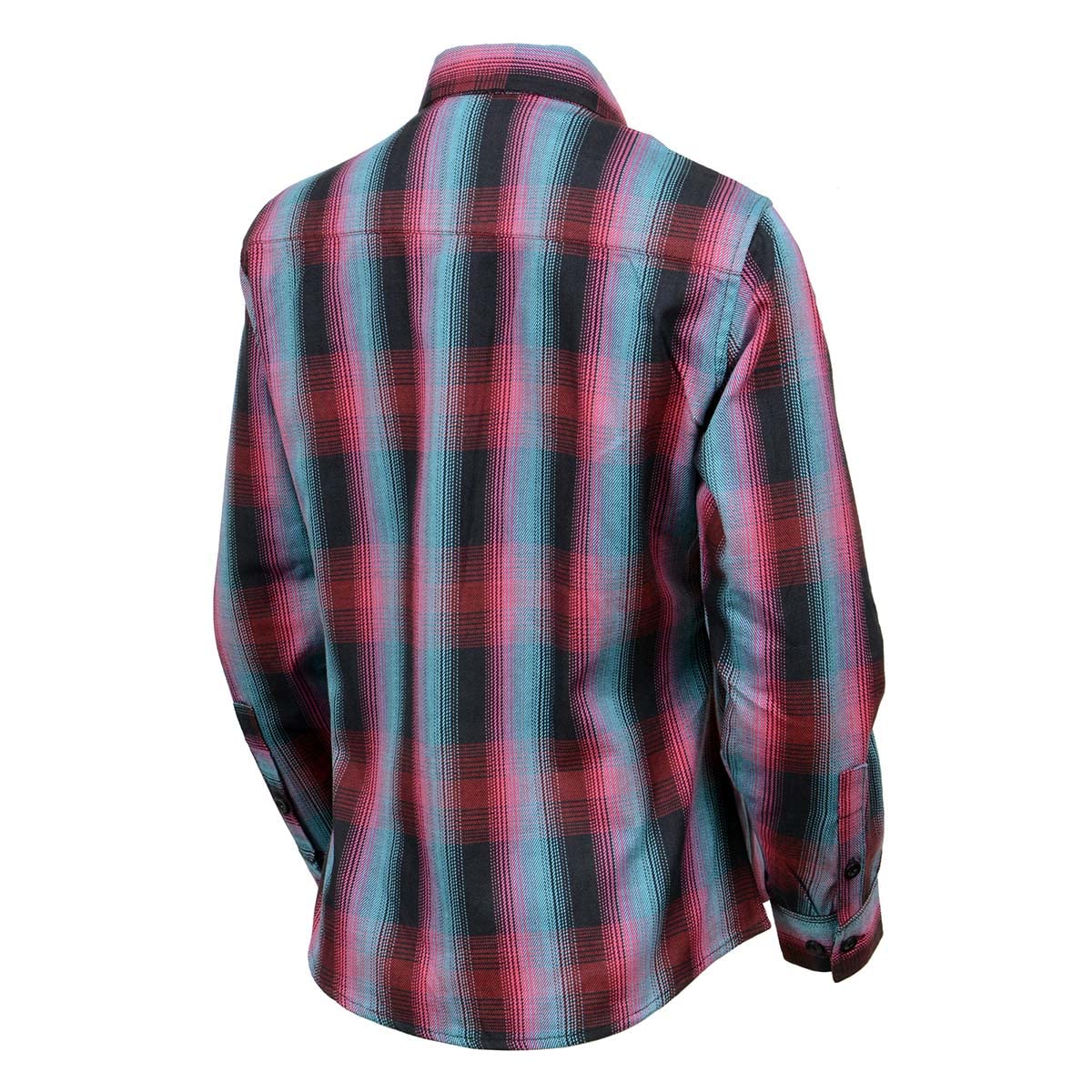 Milwaukee Leather MNG21612 Women's Black and Pink with Blue Long Sleeve Cotton Flannel Shirt - 3X-Large