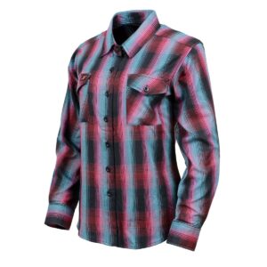 Milwaukee Leather MNG21612 Women's Black and Pink with Blue Long Sleeve Cotton Flannel Shirt - 3X-Large