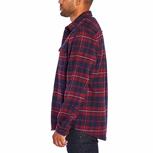 Orvis Men's Button Down Winter Heavy Weight Long Sleeve Flannel Shirt, Sangria Plaid, Medium