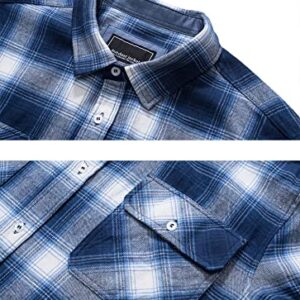 TACVASEN Men's Flannel Shirts Long Sleeve Casual Button Down Regular Fit Plaid Shirts Blue L